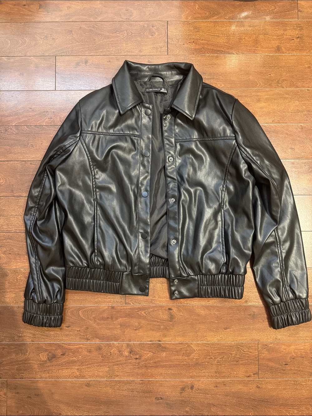 BRAND NEW Black Tape Faux Leather Bomber Jacket